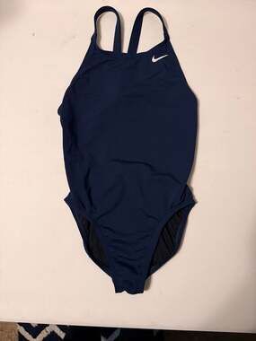 Nike HydraStrong Girl's Swim Fastback One Piece Swimsuit - Navy Blue